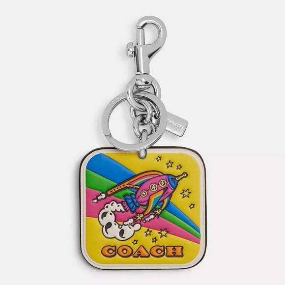 Coach Cosmic Collection Rocket Bag Charm in Silver/Multi Smooth Leather NWT - Picture 1 of 13